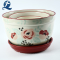 Pots de fleurs en céramique peints à la main à trois couches